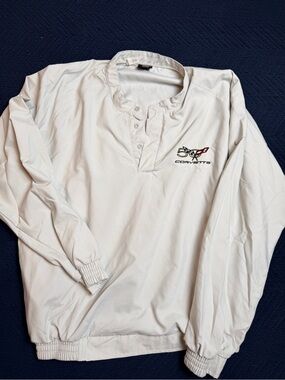 Nike White Long-Sleeve Henley Pullover with Embroidered Corvette Logo